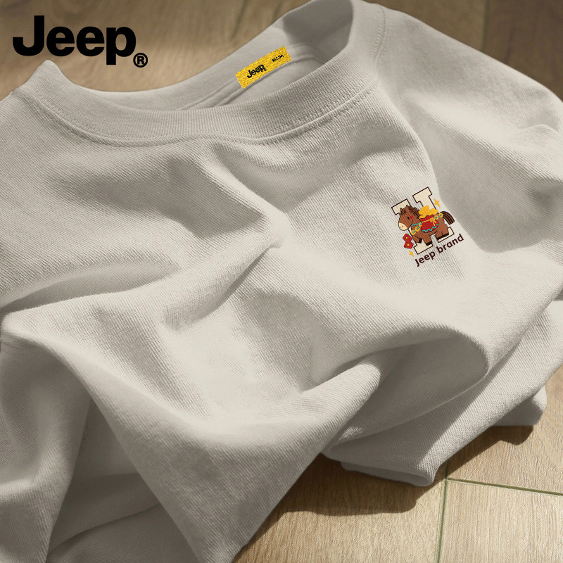 Jeep吉普男士T恤纯棉夏季透气短袖舒适版型宽松圆领半袖上衣服男