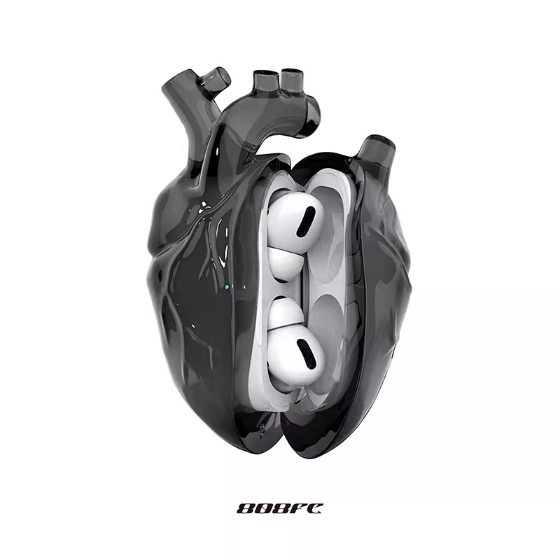 808FC原创心脏Airpodspro2苹果耳机壳液态硅胶保护套airpods3透明硅胶防摔pro一代二代2023款C口蓝牙耳机套