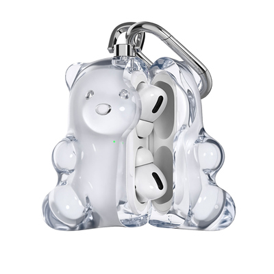 808FC原创小熊Airpodspro2苹果耳机壳硬胶透明airpods4保护套硬胶pro适配苹果防摔3代蓝牙耳机盒