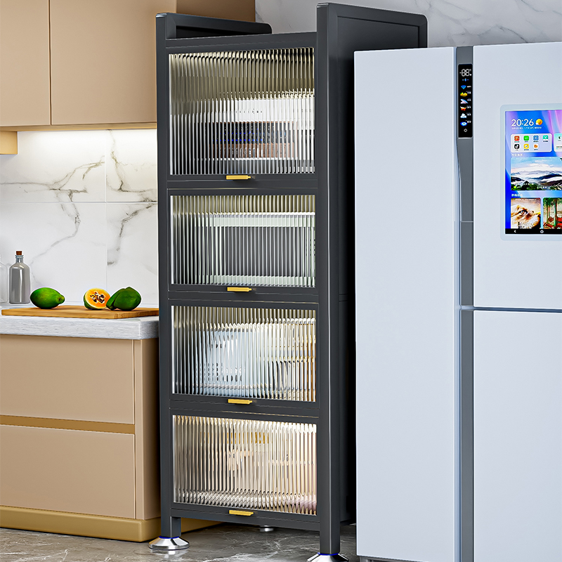 厨房置物架微波炉收纳柜夹缝储物柜多功能落地多层橱柜碗柜货架子