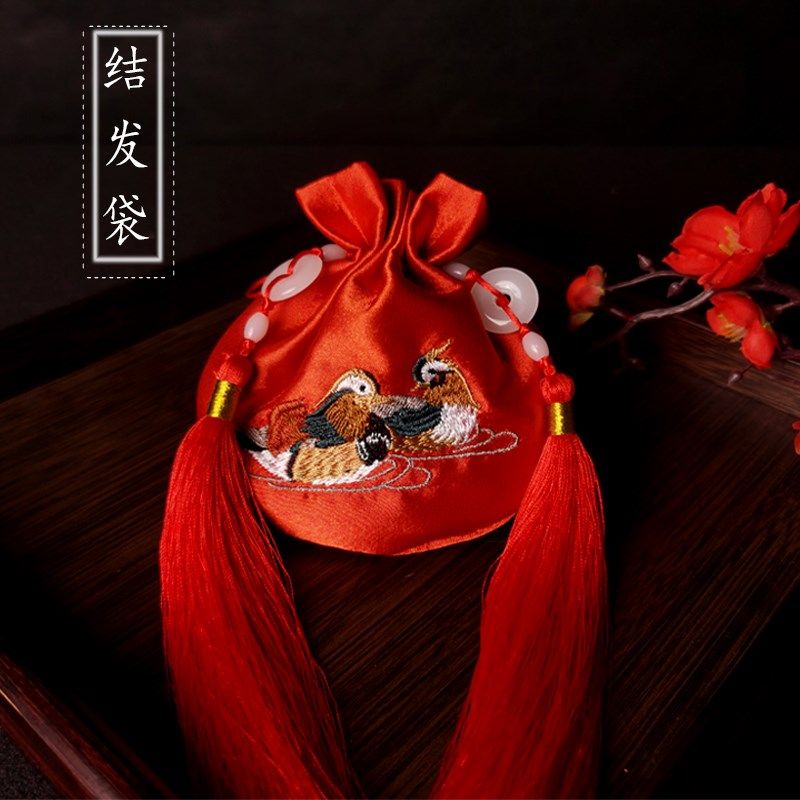 中式婚礼刺绣结发袋香包鸳鸯荷包定情信物挂件用定制香囊结婚礼物,居家日用,香包/香囊,淘宝优惠券,粉丝福利购,淘宝优惠卷