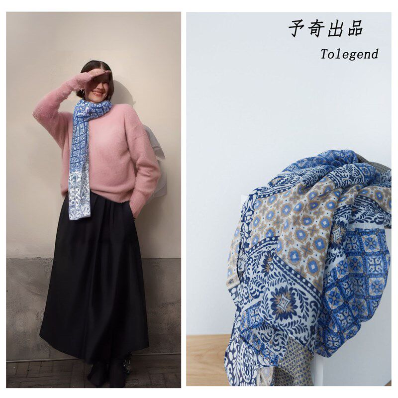 巨好看清新波西米亚民族风t超柔软印花围巾遮阳旅行披肩文艺女春
