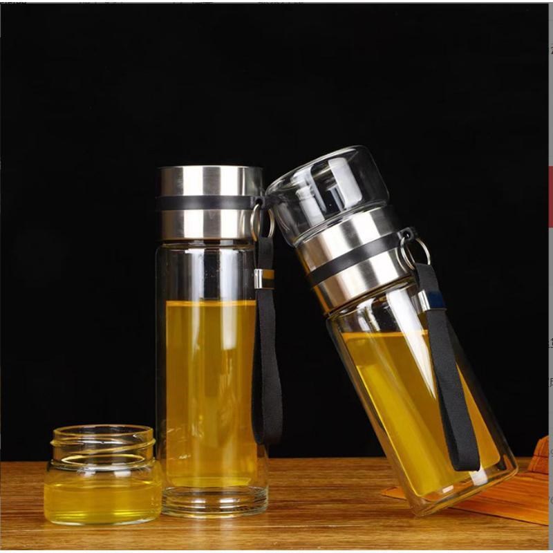 双层茶水分离杯商务玻璃杯子泡茶过滤便携隔热耐高温茶水杯