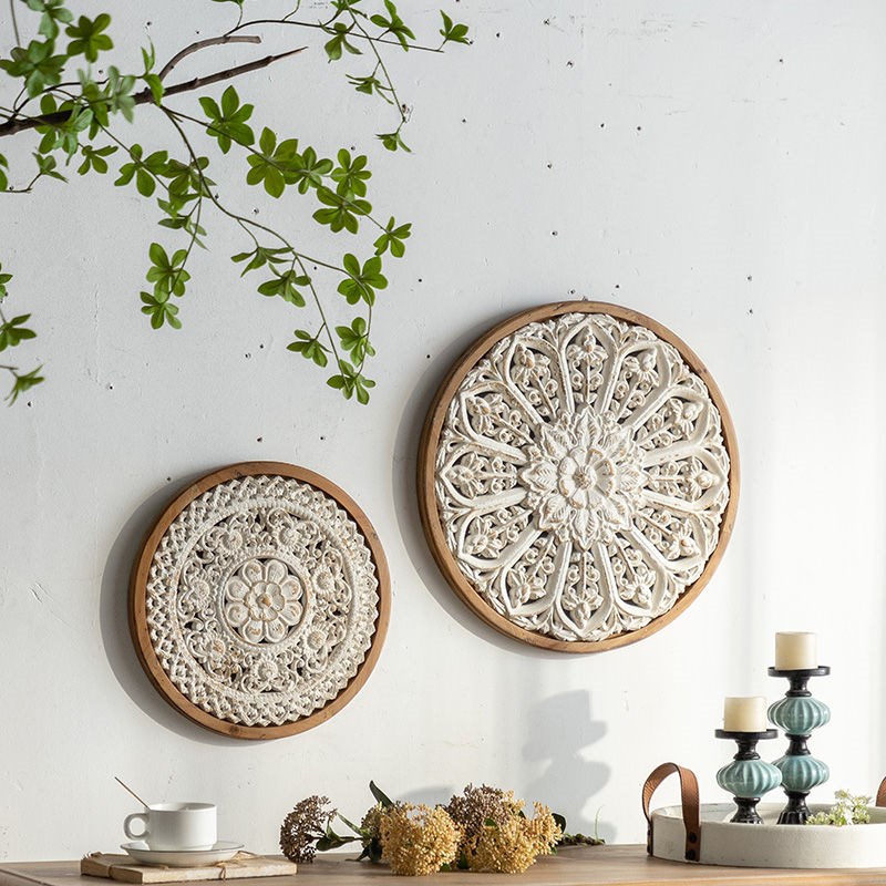 摩洛哥墙面装饰画手工浮雕壁饰圆形卧室装饰壁画法式挂画挂饰装饰