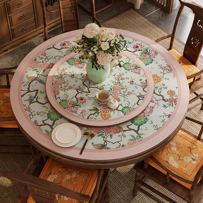 栖鸟园中式花鸟方桌圆桌垫防水防油防烫可擦洗餐S桌垫子保护垫桌