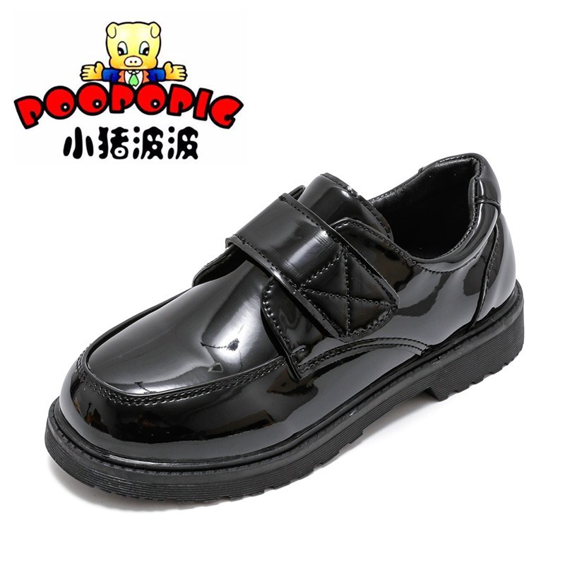 儿童鞋男童皮鞋春秋2024新款韩版英伦风黑色软底小学生校园演出鞋