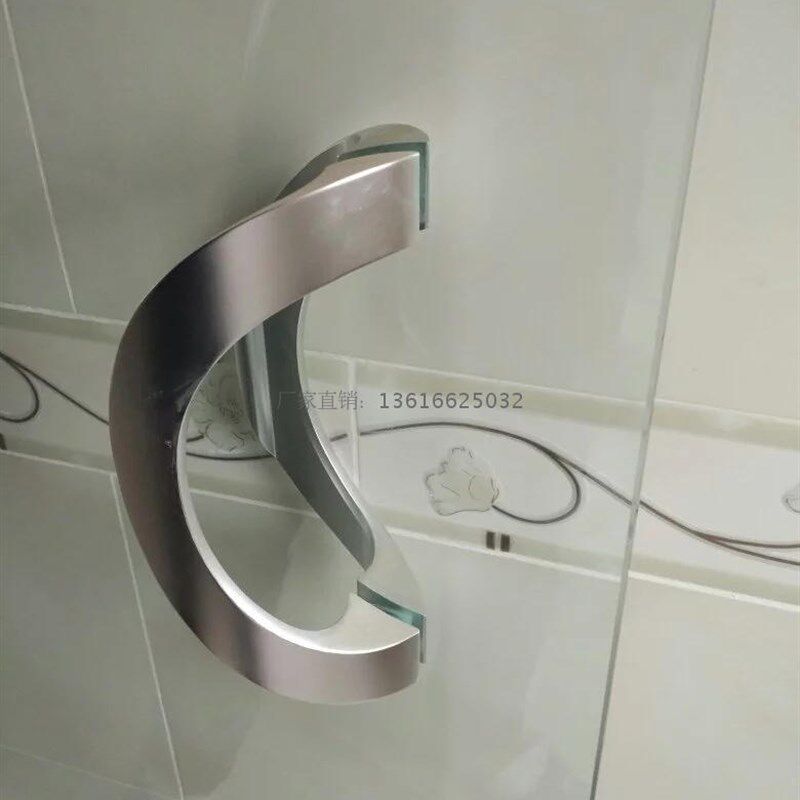 半圆形现代无框玻璃门拉手不锈钢推拉玻璃门大拉手木门把手黑色