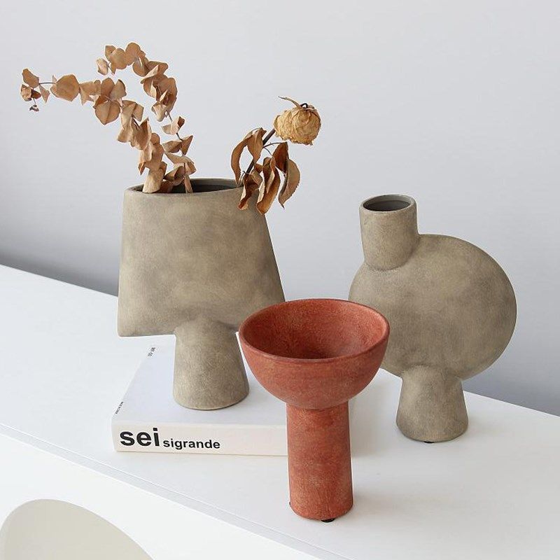 微瑕处理 侘寂风纯手工陶艺抽象几何花瓶 现代简约名宿样板间摆件,家居饰品,花瓶,淘宝优惠券,粉丝福利购,淘宝优惠卷