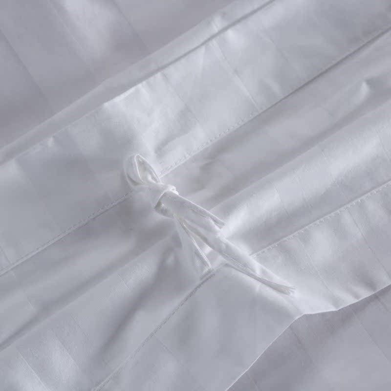 酒店布草四件套40/60支全棉白色三公分缎条民宿床上用品