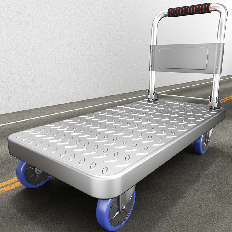 钢板小推车拉货手推车家用平板推车手拉车可携式摺叠搬运重物小拉