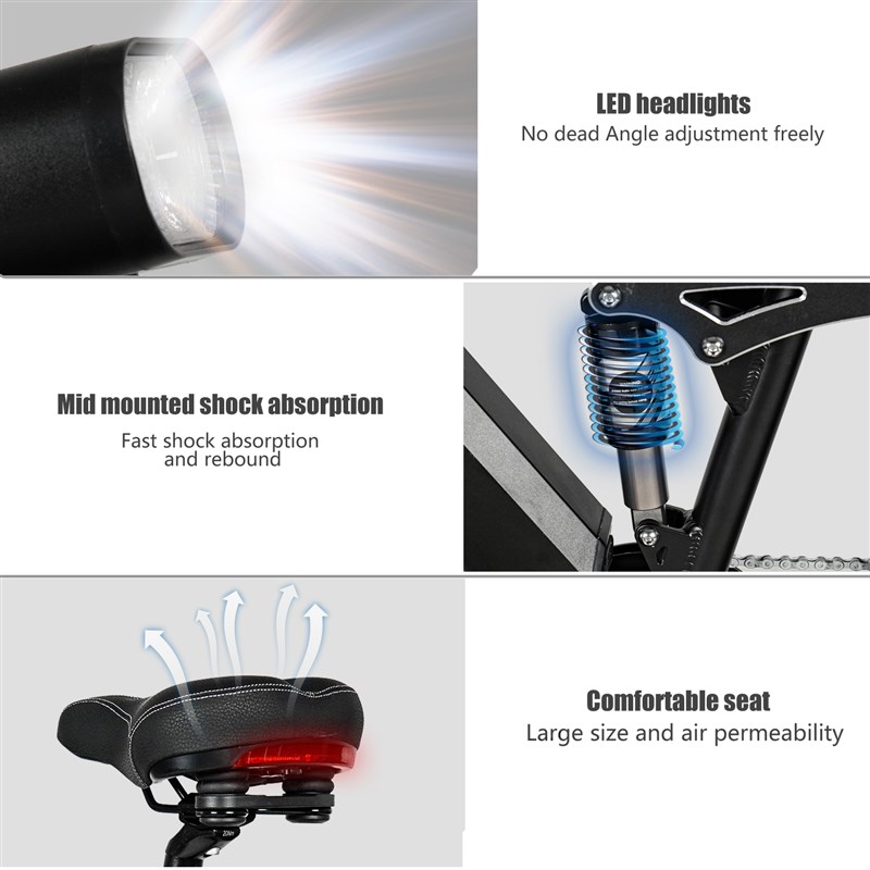 锂电池电动助力山地自行车26寸4.0成人代步越野变速软尾双减震车