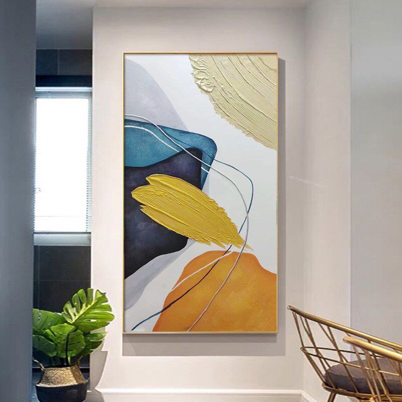 现代简约风竖版玄关装饰画竖版高级感抽象肌O理画走廊过道尽头壁