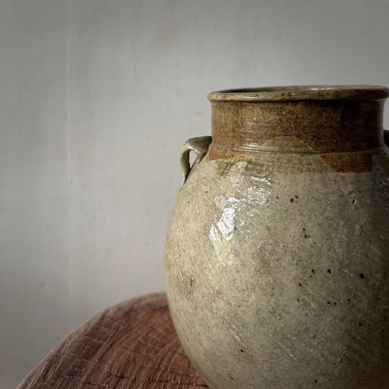 老土罐子干花花瓶摆件老土陶花瓶老物件侘寂风装饰图稿坛子包老