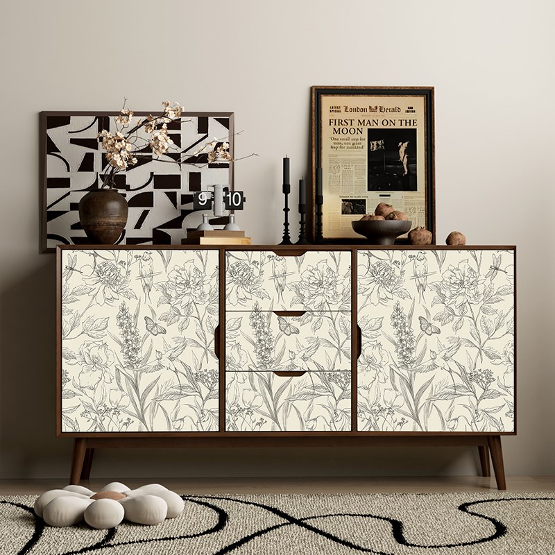 法式大衣柜门贴纸墙纸自粘卧室推拉门贴画移门玻璃门翻新柜子壁纸