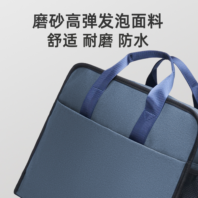 公文包商务帆布文件袋加宽加厚大容量手提文件包宣传资料袋带网兜