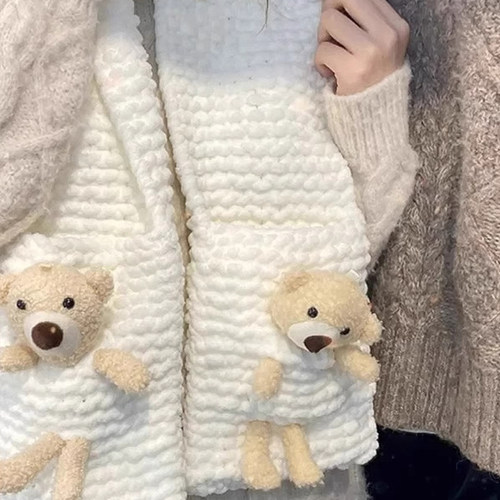 口袋熊diy围巾手工编织毛线手织礼物送女生男朋友冬季新款围脖