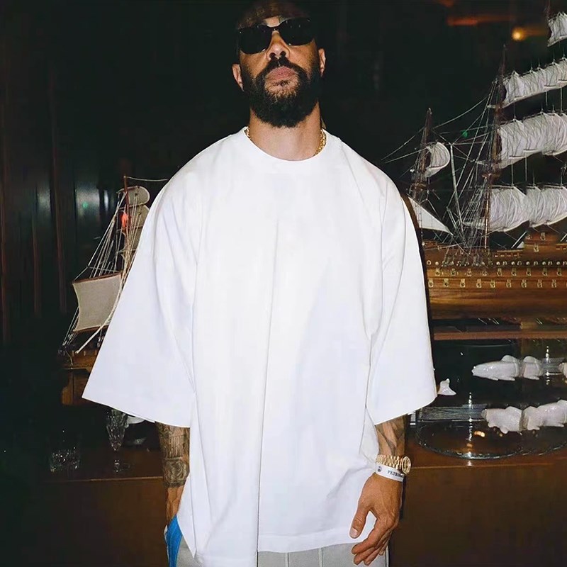 345克FOG重磅宽松T恤定制印logo刺绣文字磨破宽松半袖班服工服DIY