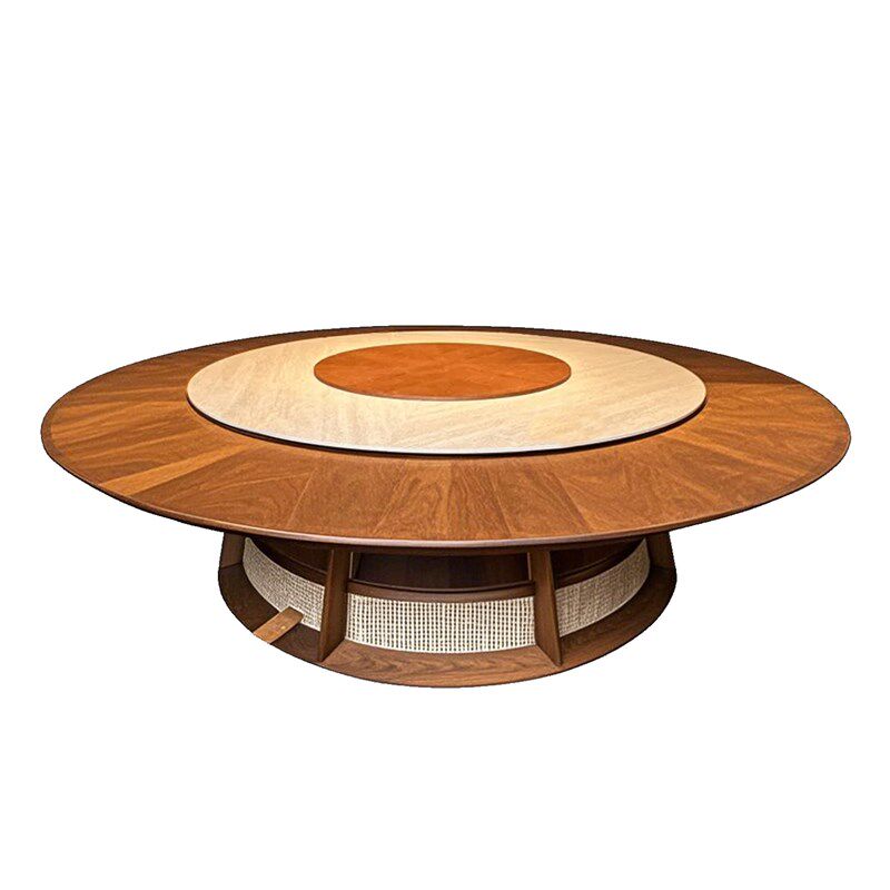 岩板实木酒店餐桌大圆桌电动饭店餐厅包厢专用15人20人火锅桌2米6