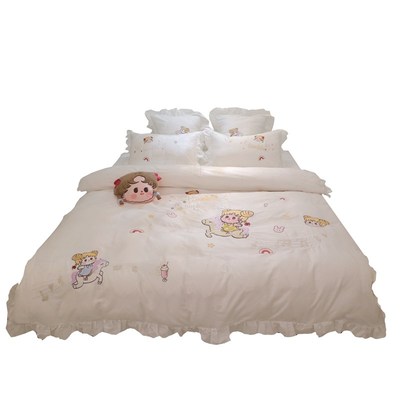 公主风60支长绒棉四件套可爱刺绣少女心纯棉韩国被套美少女战士