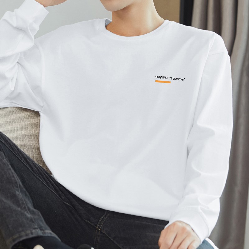 260g重磅t恤男长袖秋冬宽松印花内搭打底衫美式潮流全棉秋衣