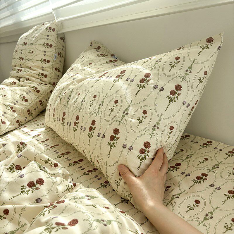 法式玫瑰全棉床单单件学生宿舍单双人1.5m1.8纯棉被单可配3四件套