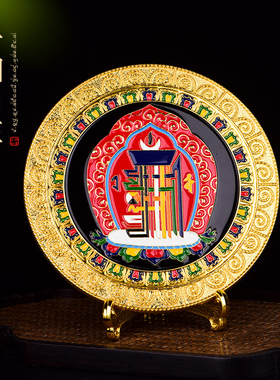 十相自在圆盘摆件家居用品合金彩绘吉祥雕花十相盘玄关工艺摆件