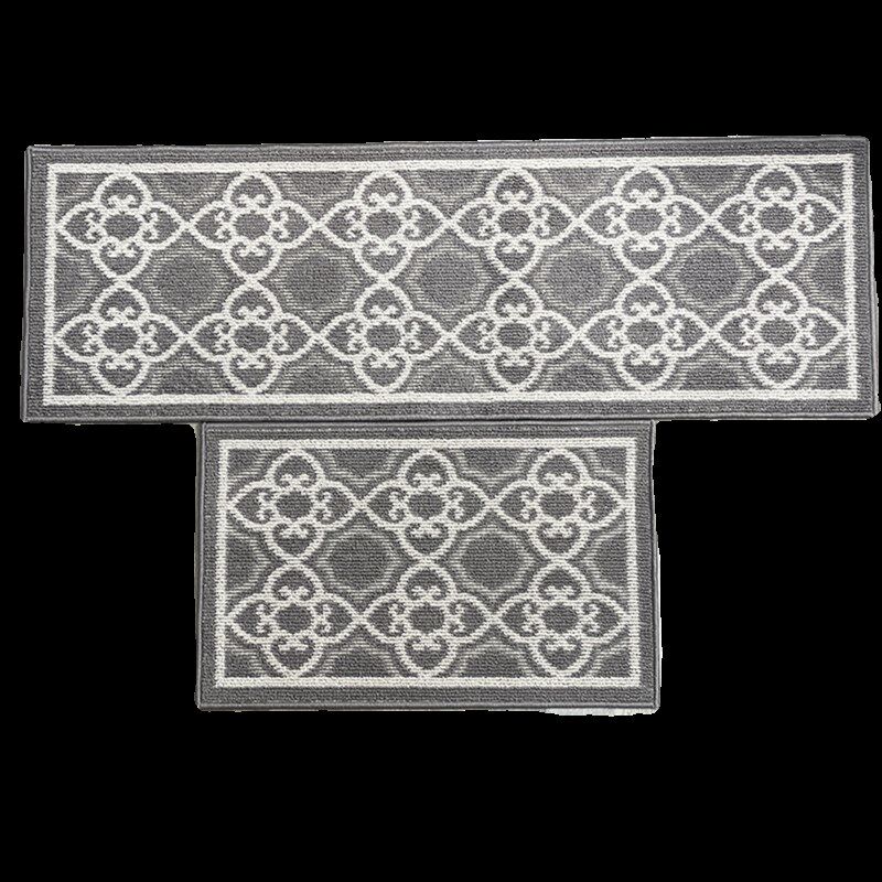 厨房防滑地垫防油防污防潮简约现代防摔地毯吸油可机洗灰色几何图