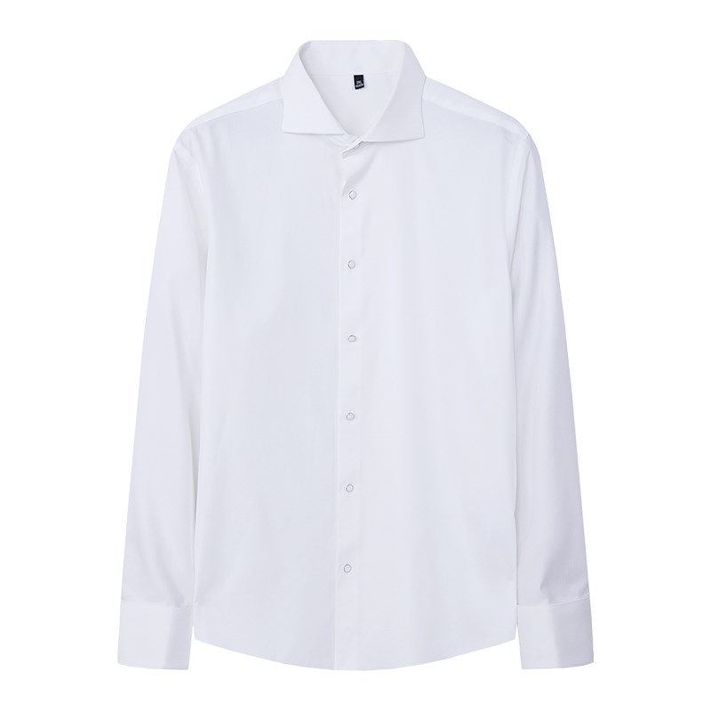 夏季法式衬衫男士竹纤维免烫丝滑透气百搭结婚宴会订婚白色衬衣男