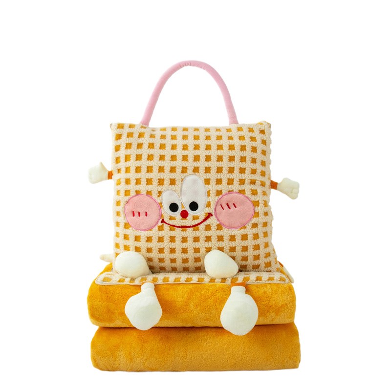 办公室午睡抱枕毯子二合一抱枕被子旅行毯卡通沙发客厅夏被毛毯