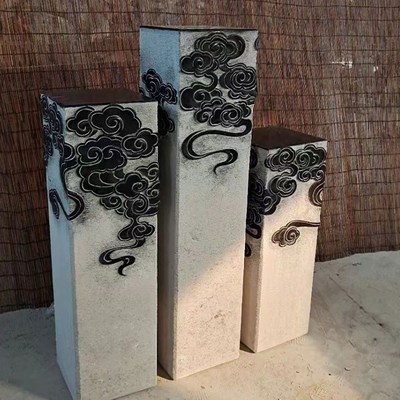 拴马桩石雕仿古天然青石祥云柱室内拴马石展示柱庭院门口装饰摆件