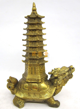 纯铜龙龟文昌塔摆件龙龟负塔招财家居饰品龙龟驮塔伏塔