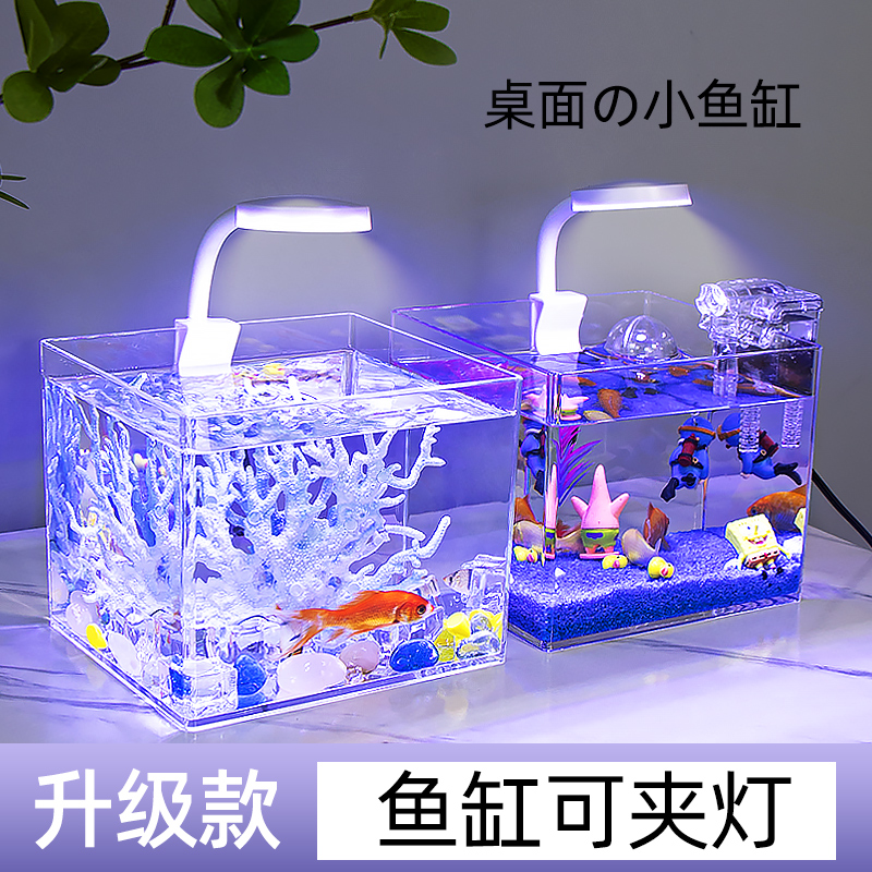鱼缸客厅小型自循环家用创意金鱼缸桌面造景超白亚克力生态小鱼缸