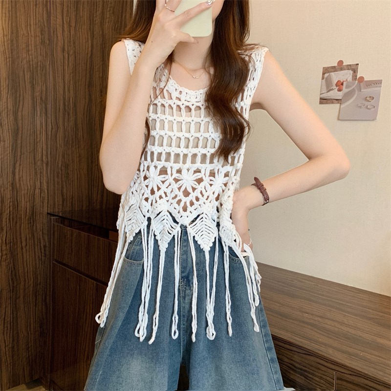 复古镂空无袖背心马甲2025春夏季新款心机气质洋气显瘦上衣罩衫女