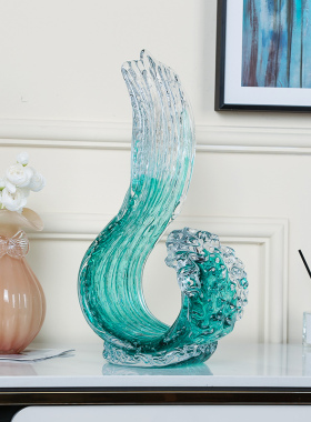 大师手作风生水起琉璃艺术摆件办公室招财客厅酒店玄关装饰品摆设
