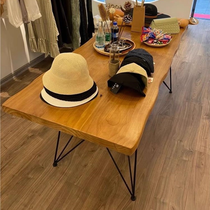 实木展示桌服装店桌子中间摆放中岛简约长方形流水台童装展示鞋架
