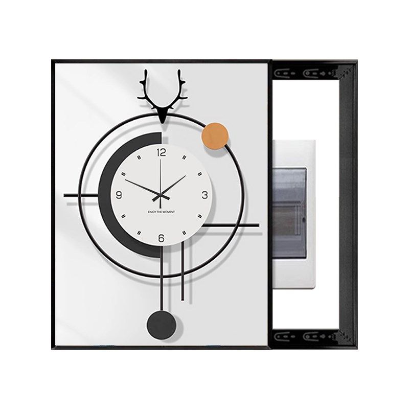 电表箱装饰画带钟表竖版遮挡总开关盒配电箱轻奢高级感免打孔挂画