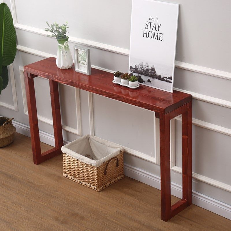 新中式榆木整板实木玄关桌轻奢条案简约条几供桌台靠墙窄桌吧台桌