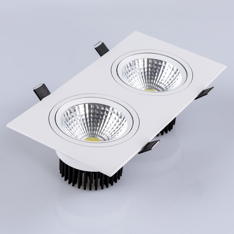 COB方形射灯LED铝格栅灯5w客厅走廊过道双头黑白色3w10w斗胆筒灯