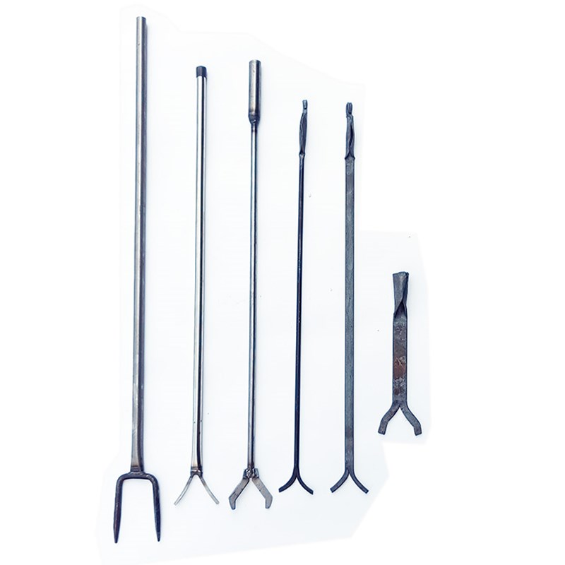 手工锻打火叉衣叉加长木柄两股铁叉二叉土灶用Y型叉子铁柄U型钢叉