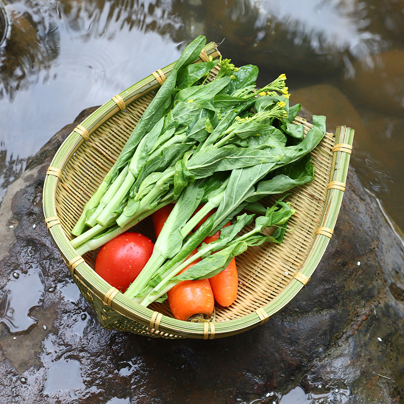 家用竹编馍筐馒头筐簸箕厨房茶几收纳篮子手工洗菜竹筐竹篮水果篮