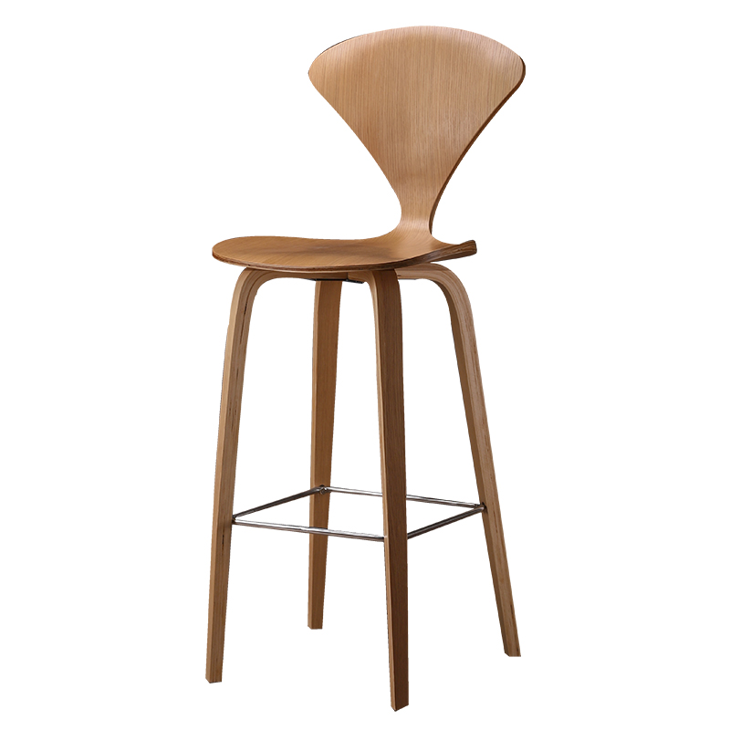 德宜客彻纳酒吧椅设计师实木吧椅家用靠背吧凳咖啡厅前台高脚凳子