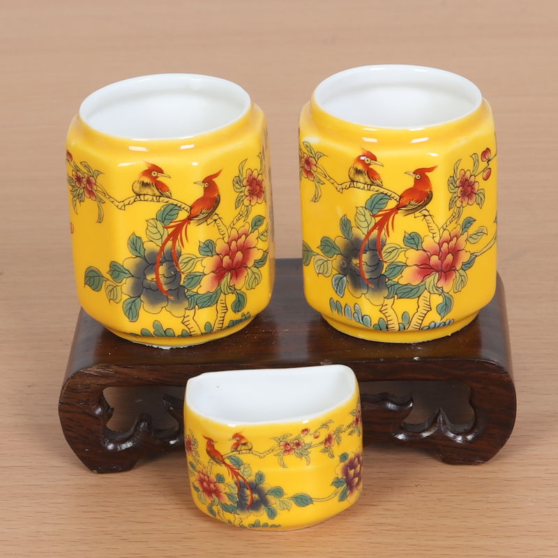 包邮鸟碗八哥鹩哥鸟食杯陶瓷画眉鸟食罐八角杯水缸盒槽鸟笼杯配件