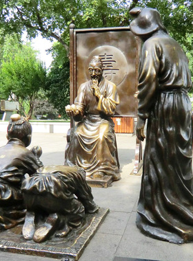 定制铸铜古代人物雕像孝文化儿孙拜寿过寿情景雕塑玻璃钢落地摆件