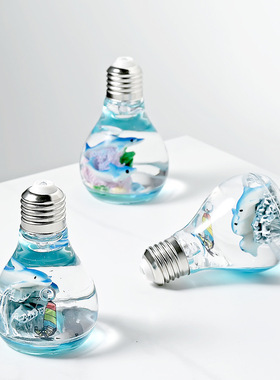 海洋动物海浪小海豚水液体装饰夜灯创意闪光电灯泡桌面摆件送男生