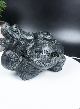 天然独山玉龙龟摆件玉石龟子母龟家居客厅简约桌面长辈送礼工艺品