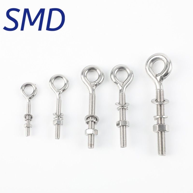 304不锈钢加长吊环螺丝圈型螺栓 钩形羊眼螺丝开口闭体钩M6M8M10