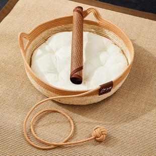 藤编猫咪夏天睡觉凉窝四季 猫窝夏季 通用可拆洗猫抓板草编宠物窝垫