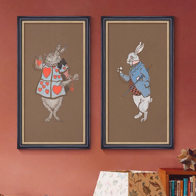 《漫游仙境》复古中古风装饰画童趣家庭客厅咖啡角水吧组合挂画图片