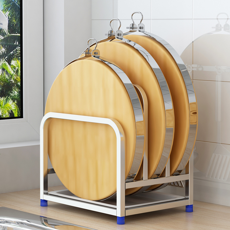 厨房锅盖置物架收纳三层案板架粘板架切菜板放置架台面.坐式蒸板