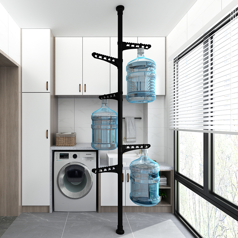 顶天立地晾衣架阳台落地伸缩杆室内加粗加厚立杆置地升降式晒衣架